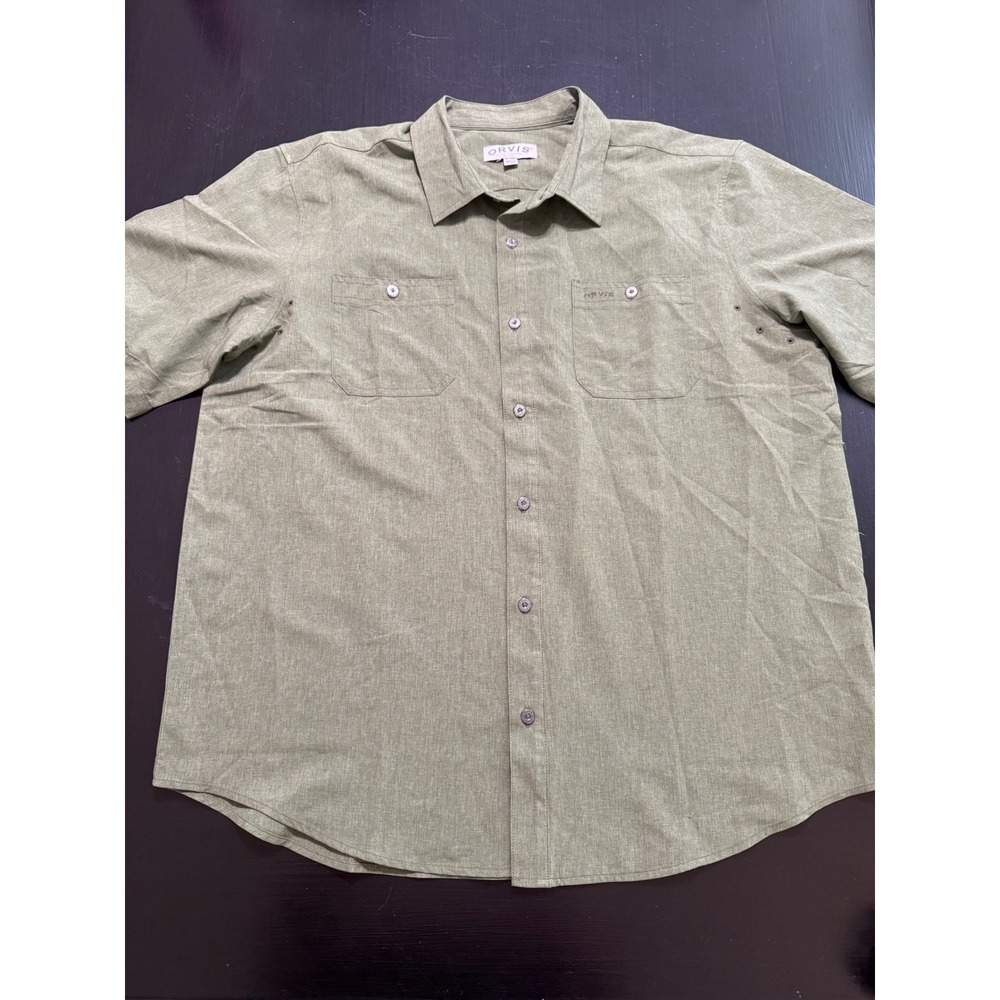 Orvis Classic Collection Mens XL Green Short Sleeve Button Down Fishing Shirt